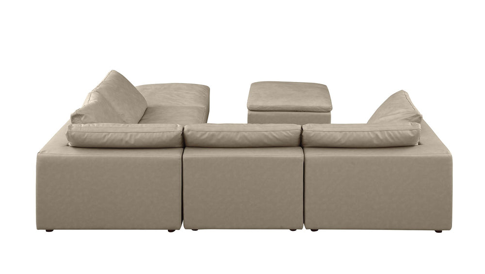 DivanItalia 1100 6-Piece Right Arm Facing 3-Seat Sectional – Top-Grain Italian Leather - Beige