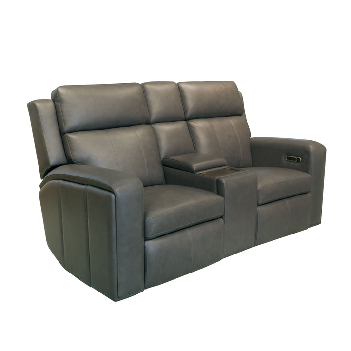 Wyatt Leather Power Reclining Loveseat with Console &amp; Power Headrests &amp; Lumbar