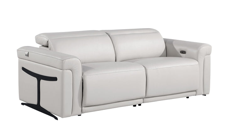DivanItalia 1126 Top Grain Italian Leather Power Reclining Chair with Power Headrests - Light Gray