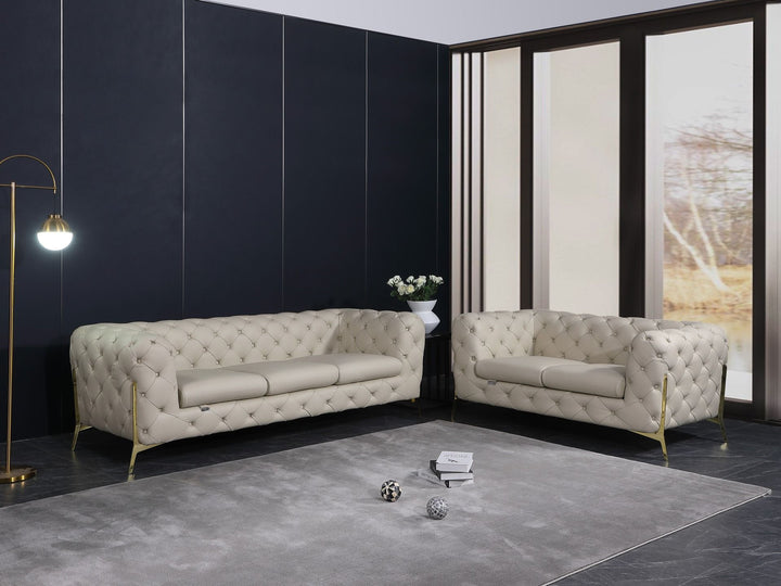 Global United Furniture DivanItalia 970 Italian Leather Beige Sofa and Loveseat