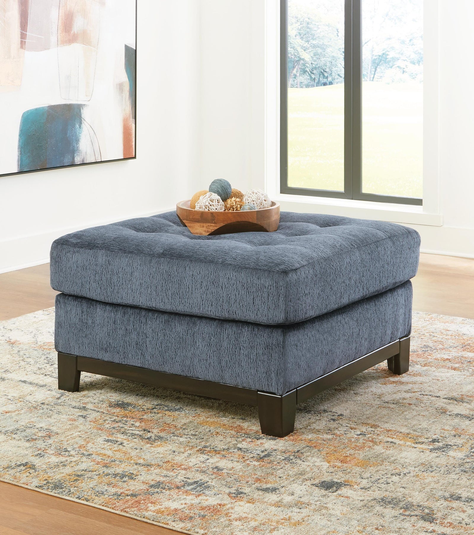 Maxon Place Oversized Accent Ottoman - Blue (2)