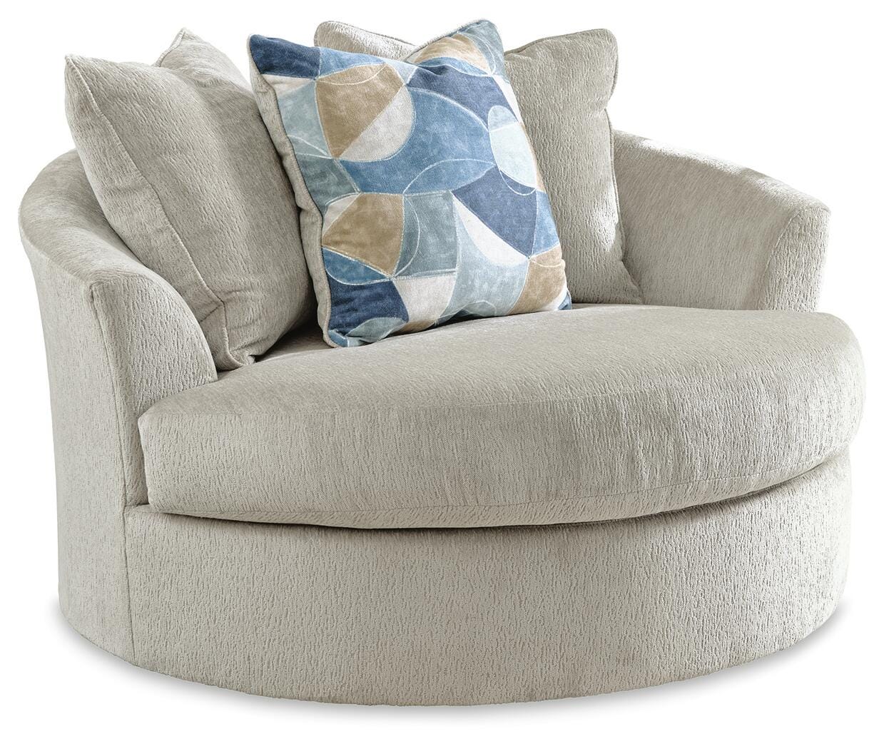 Maxon Place Oversized Swivel Accent Chair - Beige (1)