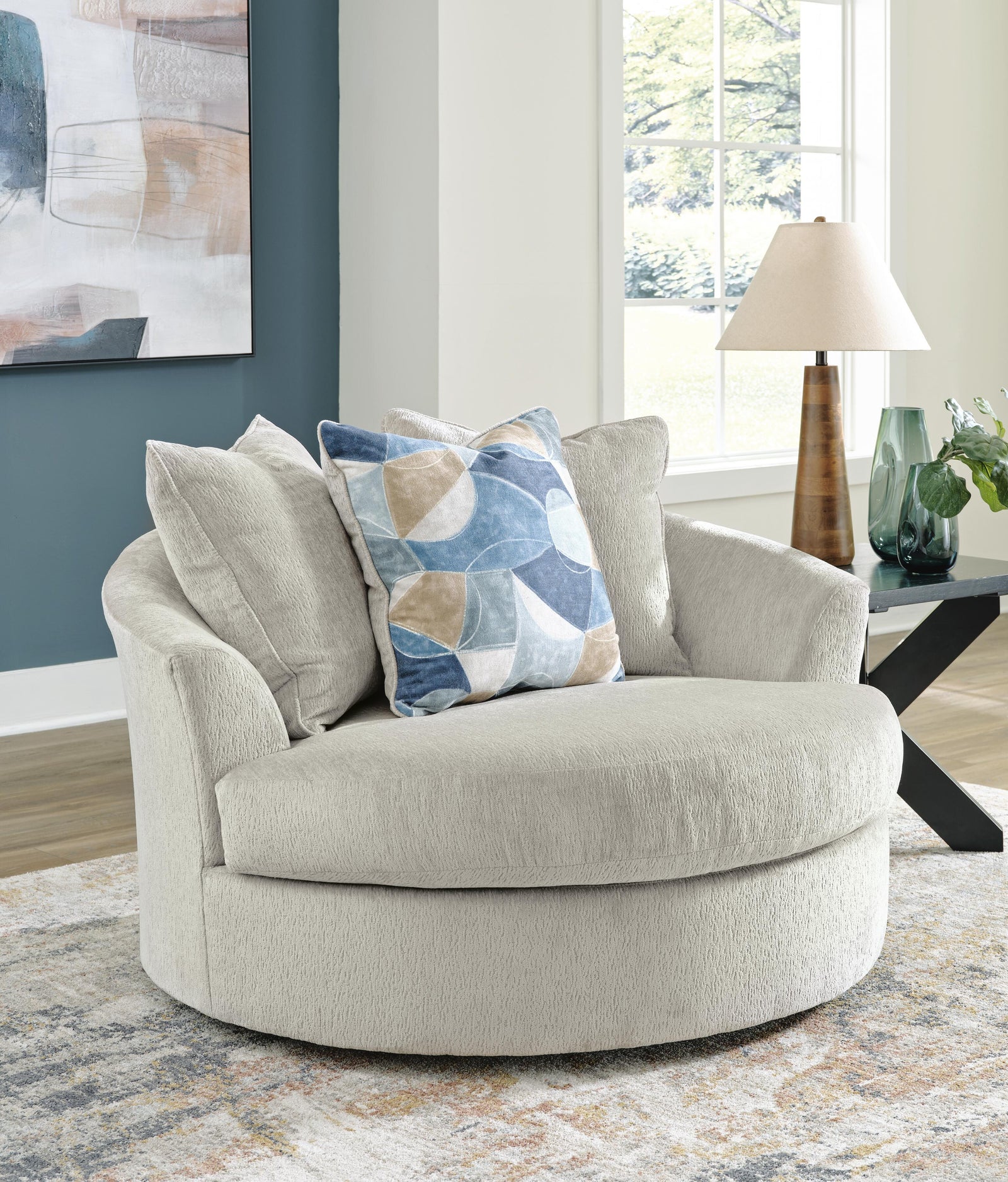 Maxon Place Oversized Swivel Accent Chair - Beige (2)