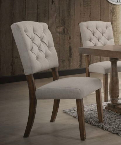 Bernard - Weathered Side Chair (Set of 2) - Beige / Oak