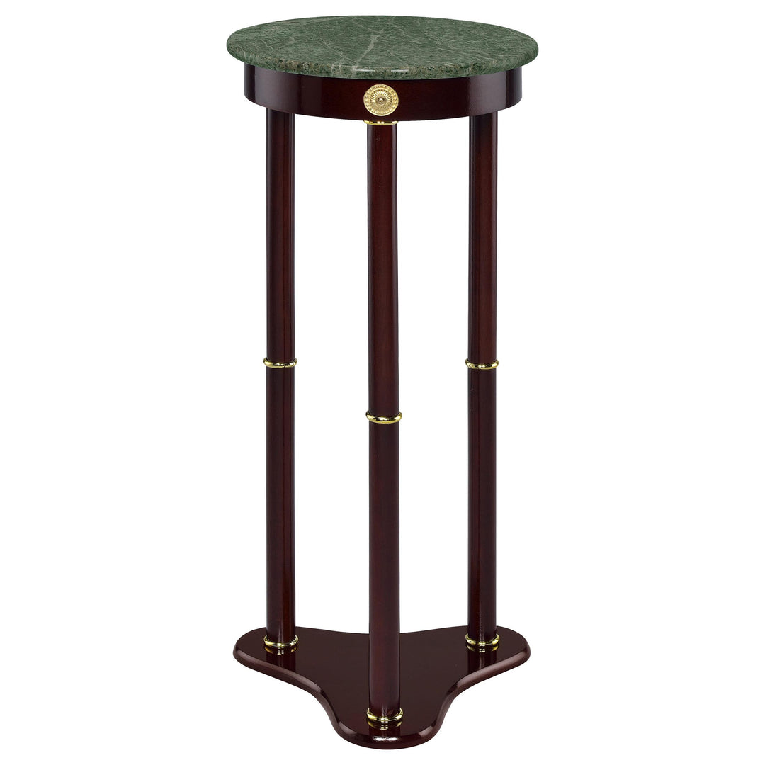 Coaster Furniture 3315 Edie Round Marble Top Accent Side Table Merlot