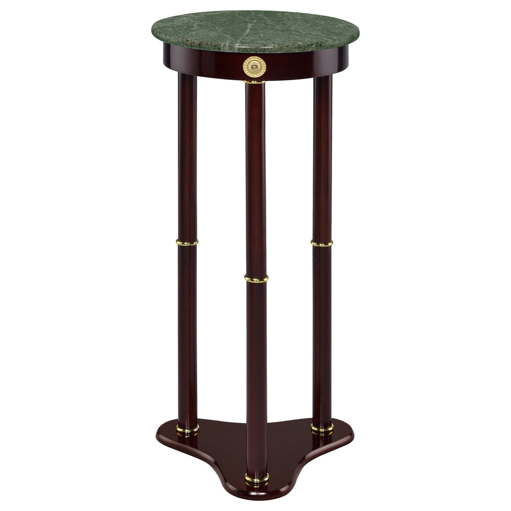 Edite - Round Marble Top Accent Side Table - Merlot
