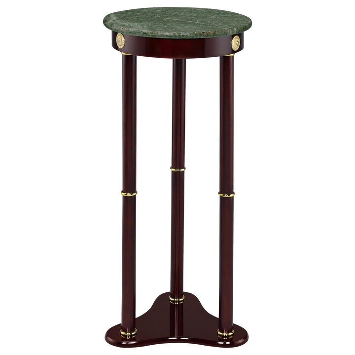 Coaster Furniture 3315 Edie Round Marble Top Accent Side Table Merlot