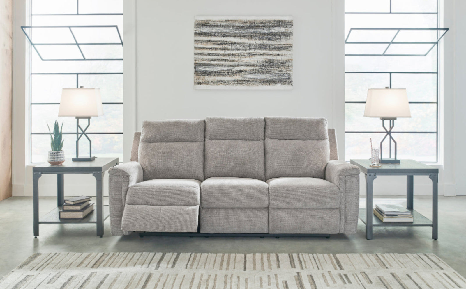 Barnsana Power Reclining Sofa - Pearl Silver