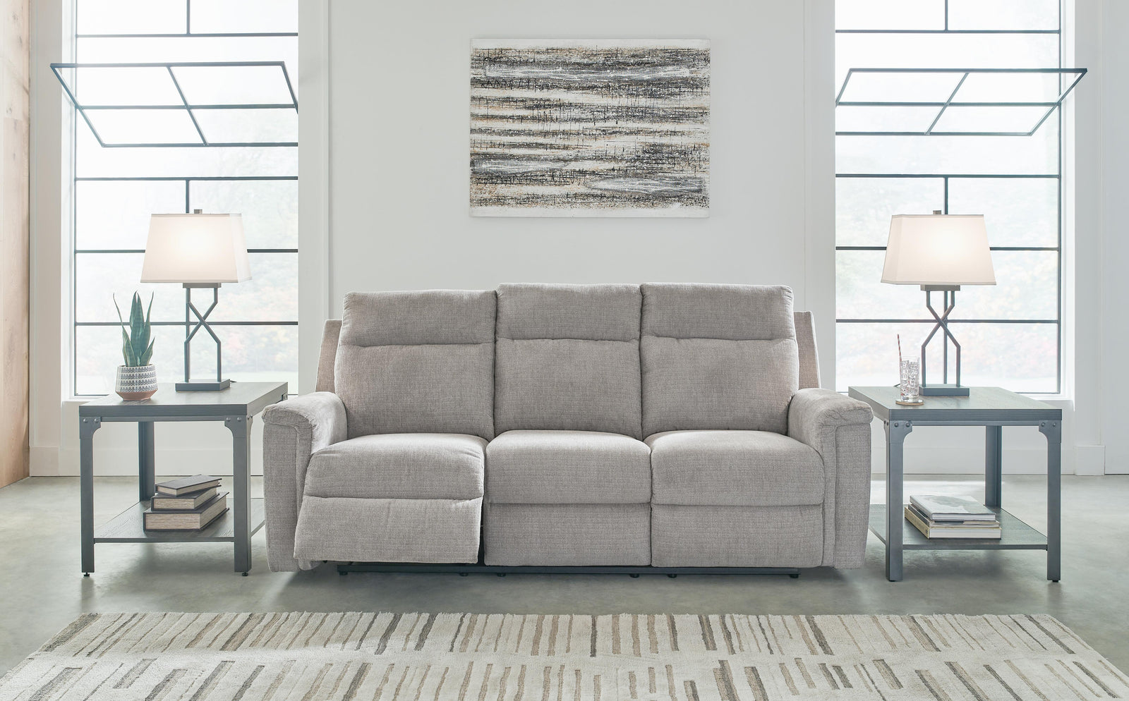 Barnsana Power Reclining Sofa - Pearl Silver (2)
