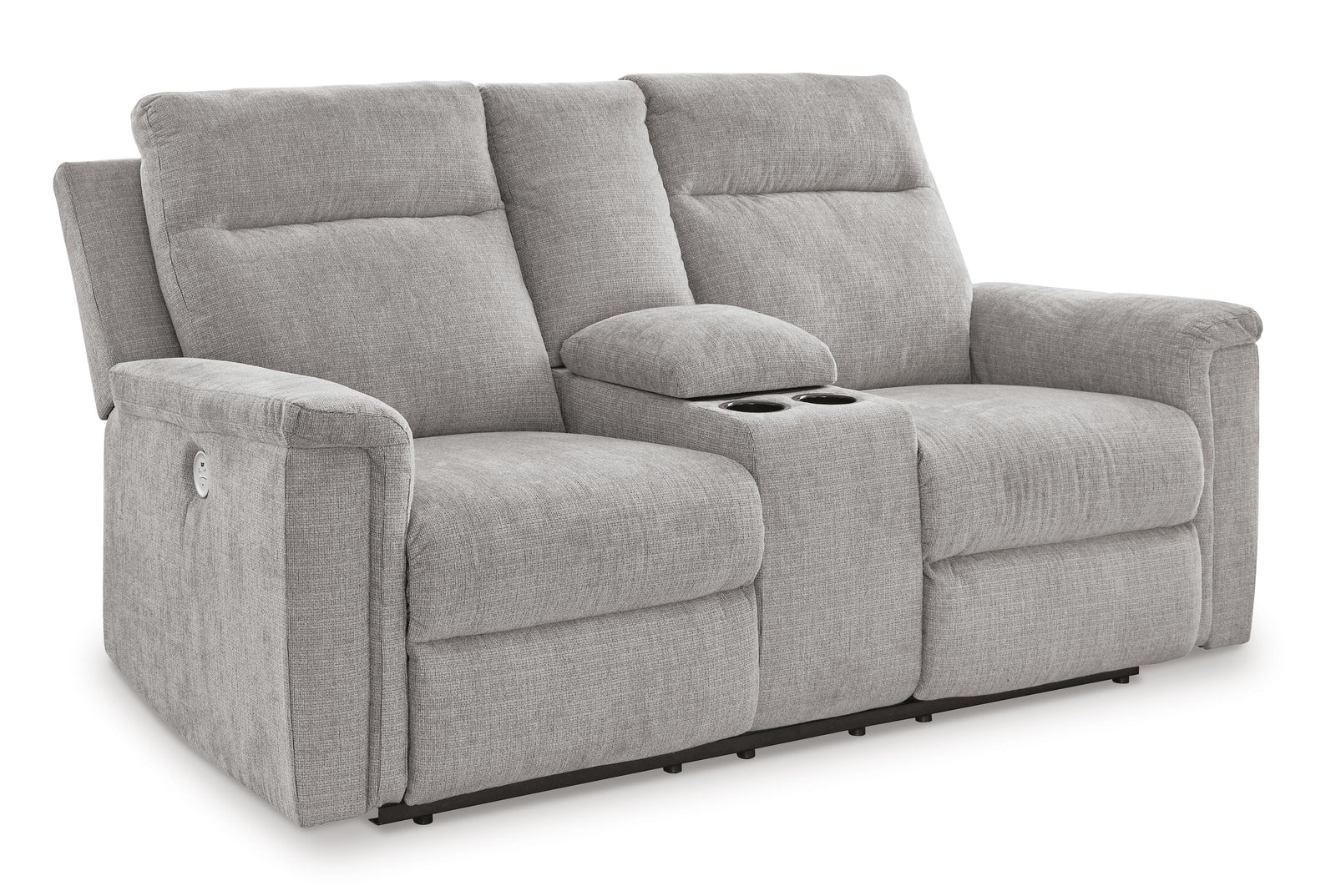 Barnsana Power Reclining Loveseat with Console - Pearl Silver (1)