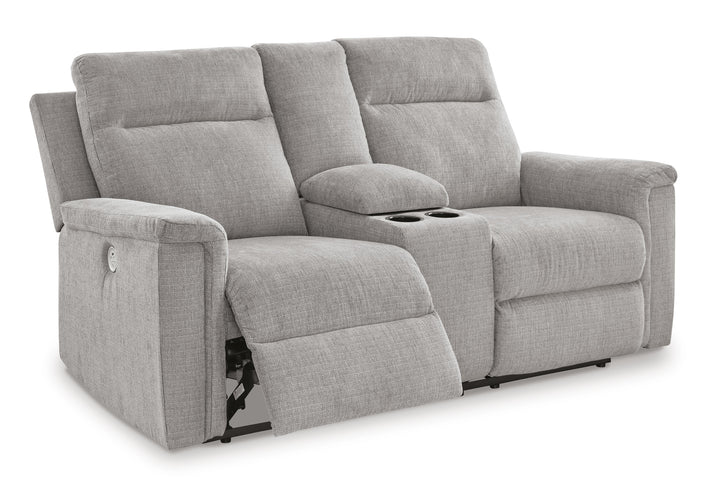 Barnsana Power Reclining Loveseat with Console - Pearl Silver (3)