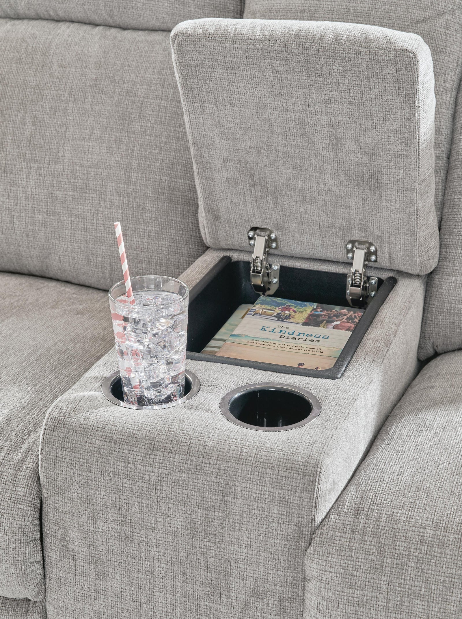 Barnsana Power Reclining Loveseat with Console - Pearl Silver (8)