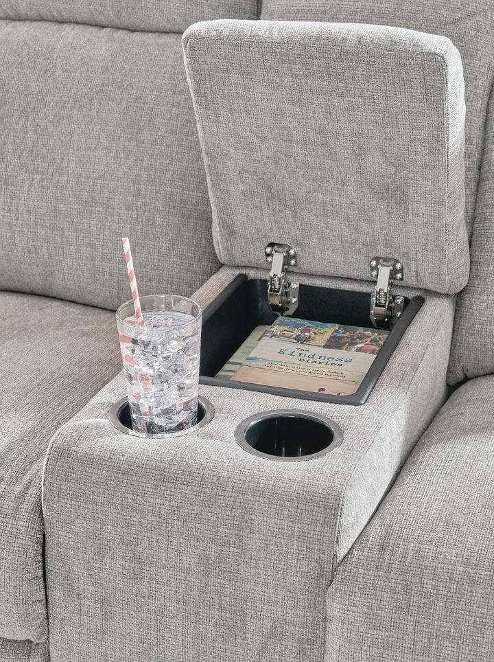 Barnsana Power Reclining Loveseat with Console - Pearl Silver (8)