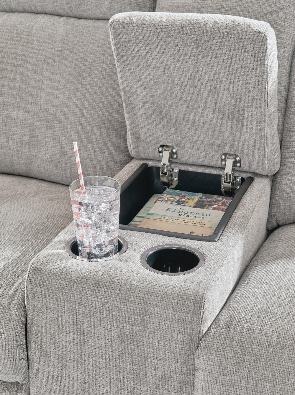 Barnsana Power Reclining Loveseat with Console - Pearl Silver (8)