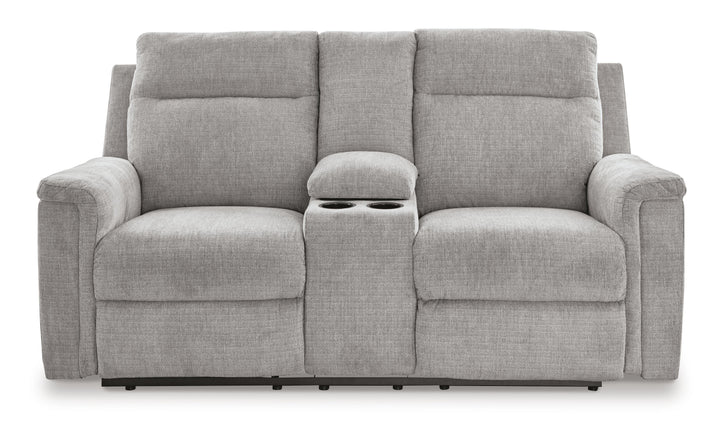 Barnsana Power Reclining Loveseat with Console - Pearl Silver (5)