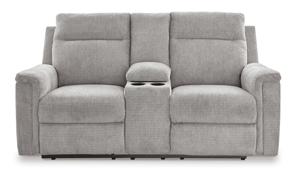 Barnsana Power Reclining Loveseat with Console - Pearl Silver (5)