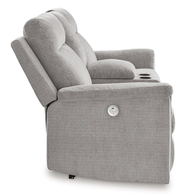 Barnsana Power Reclining Loveseat with Console - Pearl Silver (6)