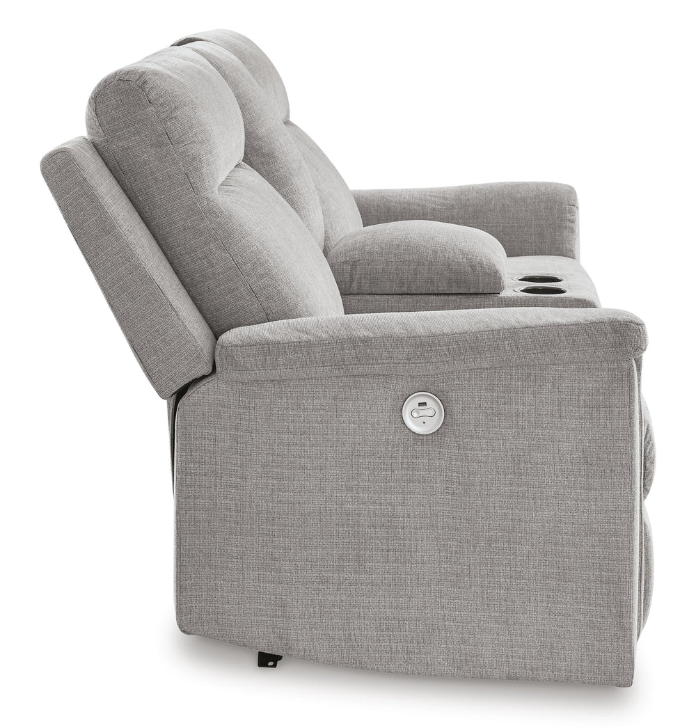 Barnsana Power Reclining Loveseat with Console - Pearl Silver (6)