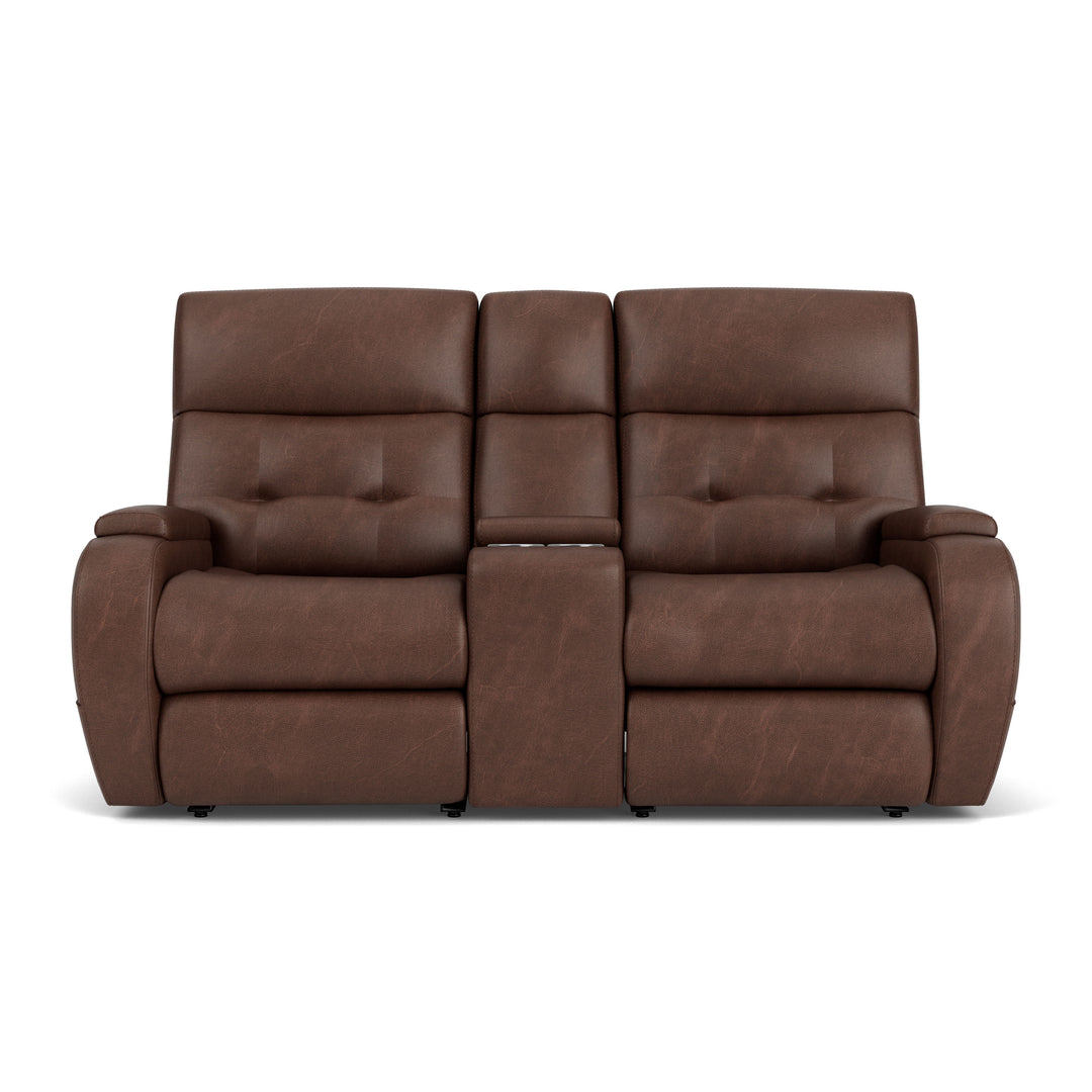 flexsteel-b3906-601h-strait-power-reclining-loveseat-with-console-power-headrests-dark-brown