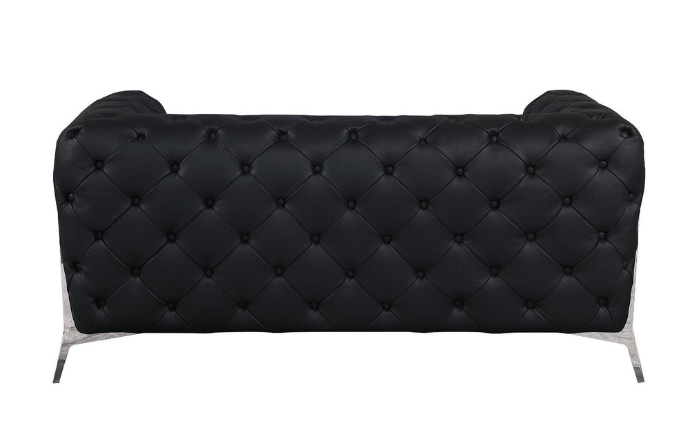 DivanItalia 970 Loveseat in Top-Grain Italian Leather - Black