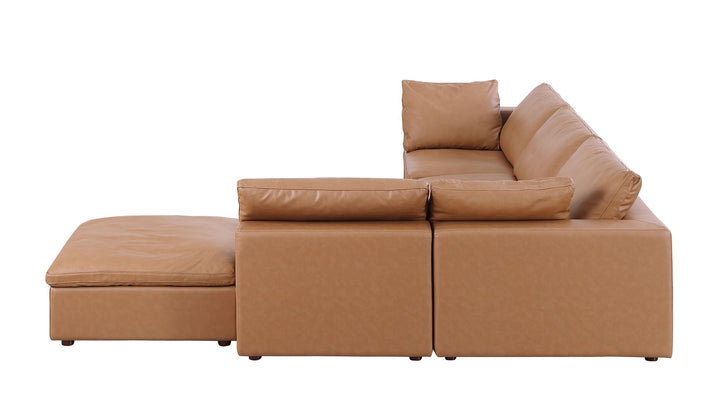 DivanItalia 1100 5-Piece Right Arm Facing 3-Seat Sectional – Top-Grain Italian Leather - Cognac