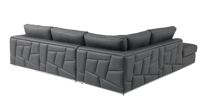 DivanItalia 998 Left Arm Facing Sectional in Top-Grain Italian Leather - Dark Gray
