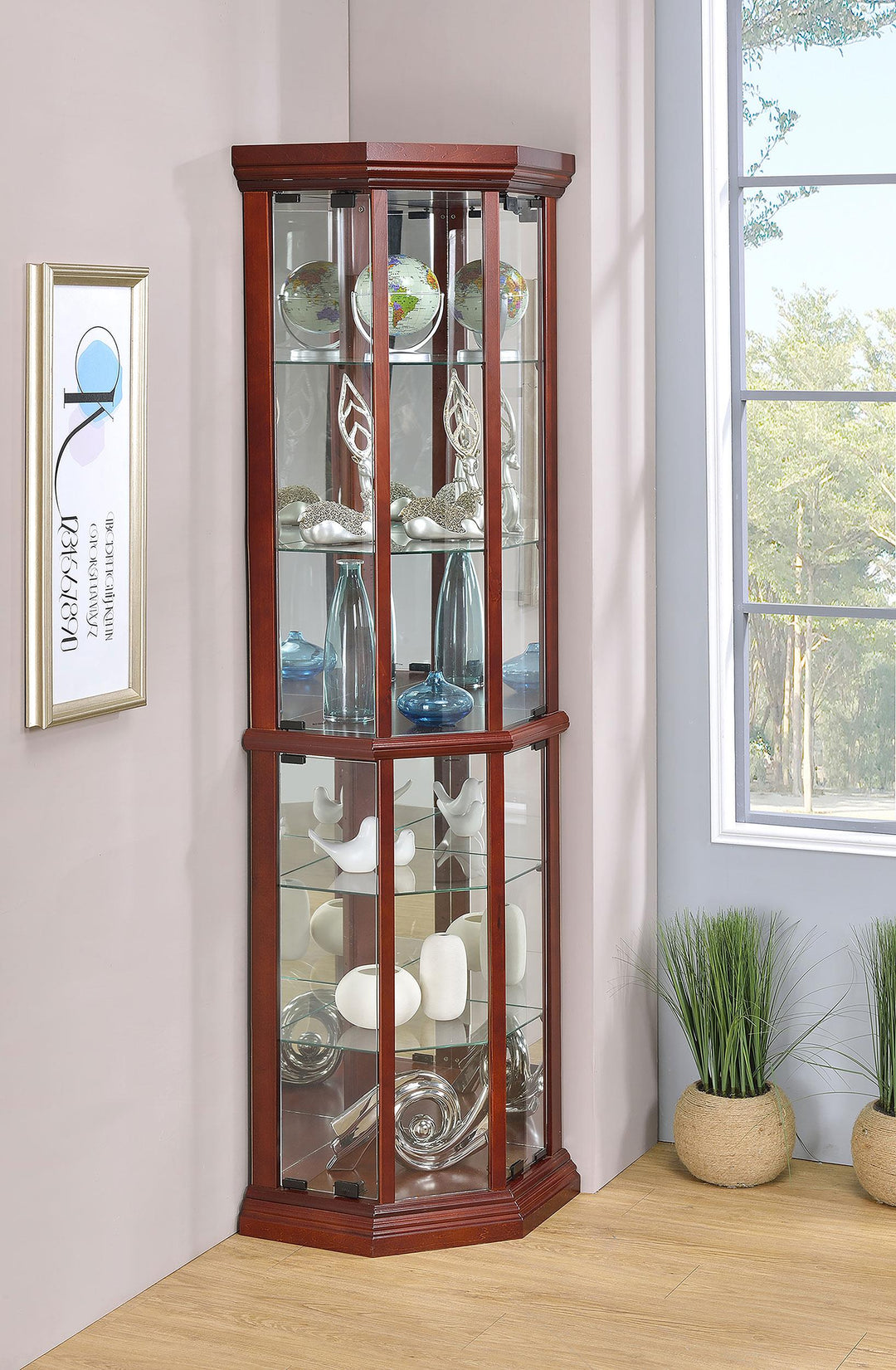 Coaster Furniture 3393 Appledale 6-shelf Corner Curio Display Cabinet Medium Brown