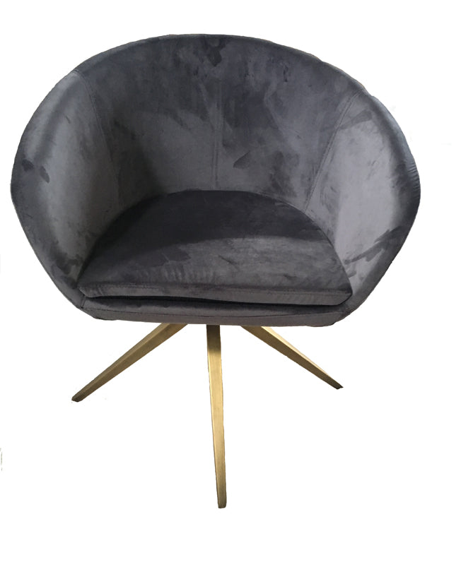 Yara Modern Grey Velvet  and  Bronze Dining Chair