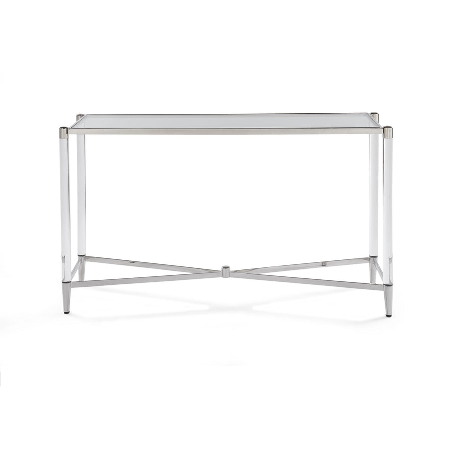 Modus Furniture 4Rv223 Marilyn Glass Top And Steel Base Rectangular Console Table