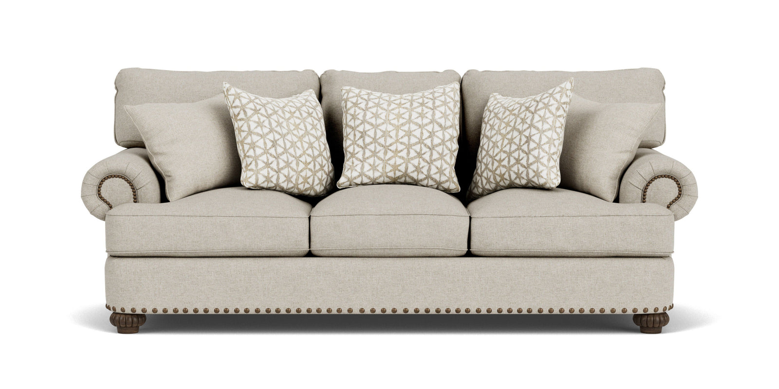 Patterson Sofa, Nailhead Trim Light Gray