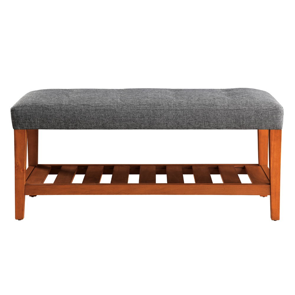 Charla - Bench - Gray Fabric & Oak