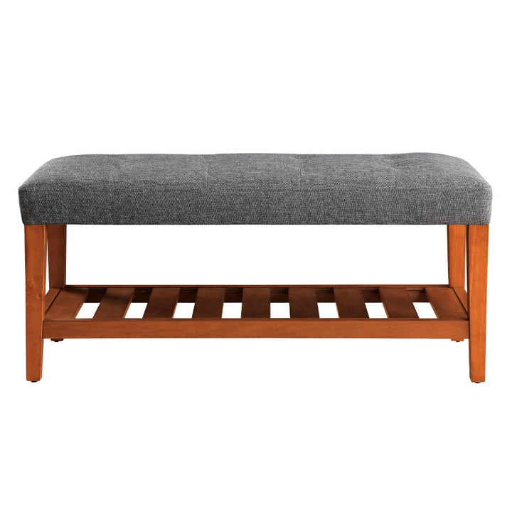 Charla - Bench - Gray Fabric & Oak