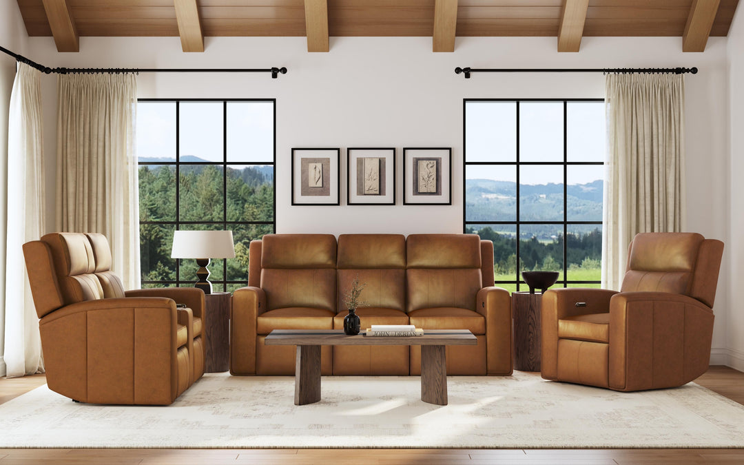 Flexsteel 1596-62PH-70572 Wyatt  Power Reclining Sofa With Power Headrests & Lumbar  Light Brown