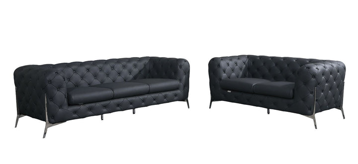 DivanItalia 970 2-Piece Sofa Set in Top-Grain Italian Leather - Dark Gray