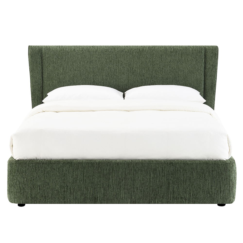 Cheryl - Queen Bed - Dark Green Chenille