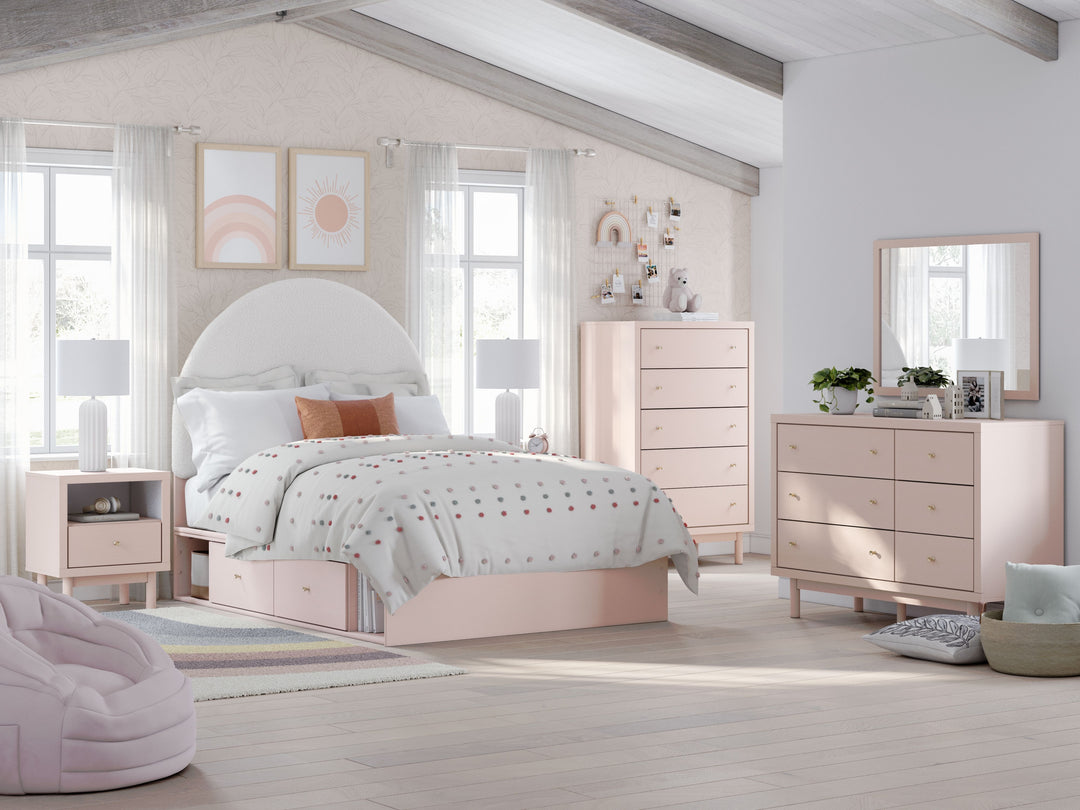Wistenpine - Full Upholstered Panel Bed With Side Storage - Blush by Ashley Furniture product image