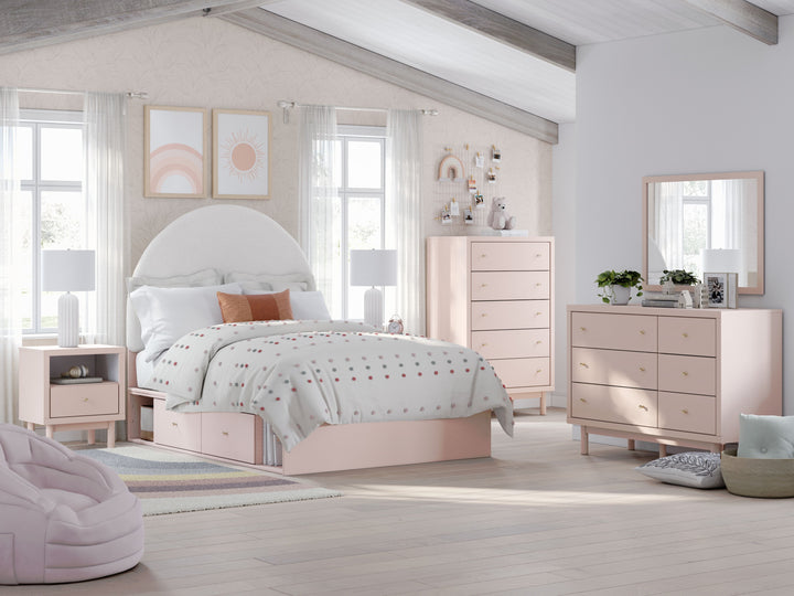 Wistenpine - Full Upholstered Panel Bed With Side Storage - Blush by Ashley Furniture product image