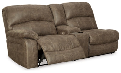 Segburg Left-Arm Facing Power Reclining Sofa with Console - Dark Brown - Dark Brown