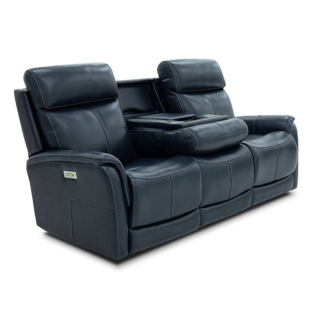 Flexsteel 1524-63PH-05040 View  Power Reclining Sofa With Console, Power Headrests & Lumbar  Blue