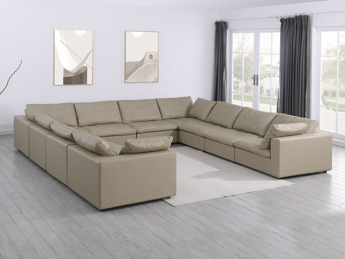DivanItalia 1100 11-Piece U-Shaped Sectional in Top-Grain Italian Leather - Beige