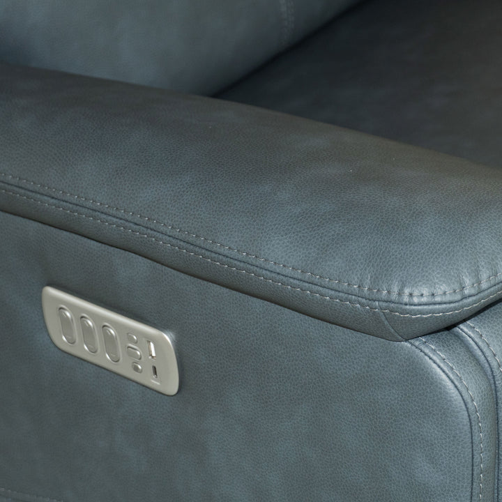 Vernon Fabric Power Swivel Gliding Recliner with Power Headrest, Lumbar, Heat &amp; Massage in Admiral