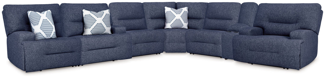 Acklen Place - 7-Piece Power Reclining Sectional With Storage Console - Navy by Ashley Furniture product image