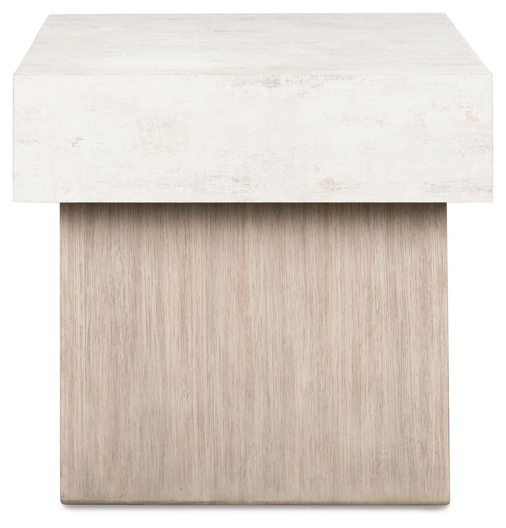 Jorlaina - Square End Table With Faux Cement Top - Light Grayish Brown