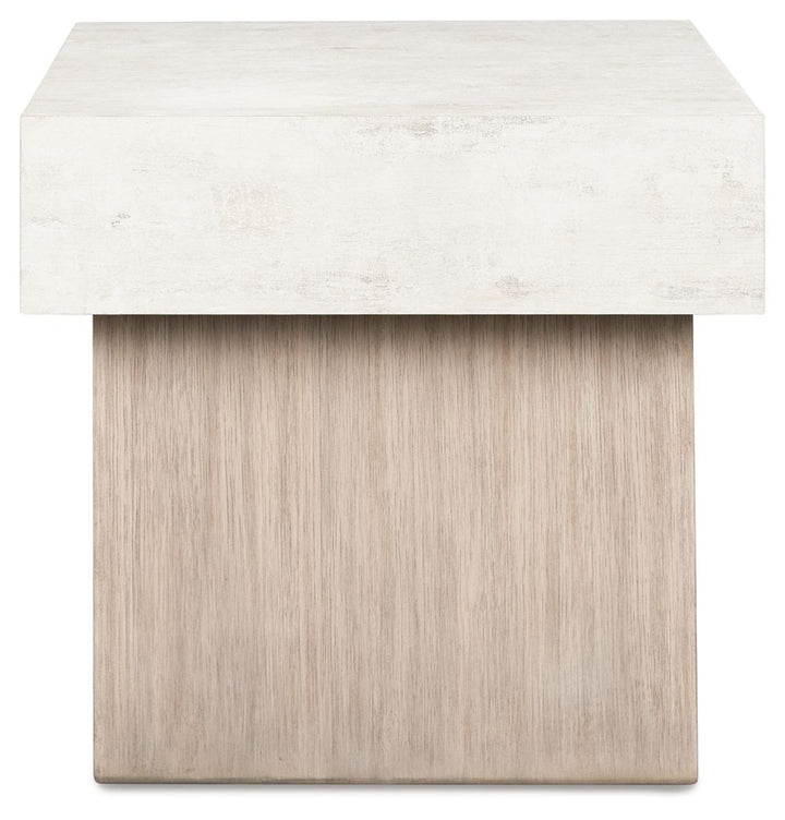 Jorlaina - Square End Table With Faux Cement Top - Light Grayish Brown