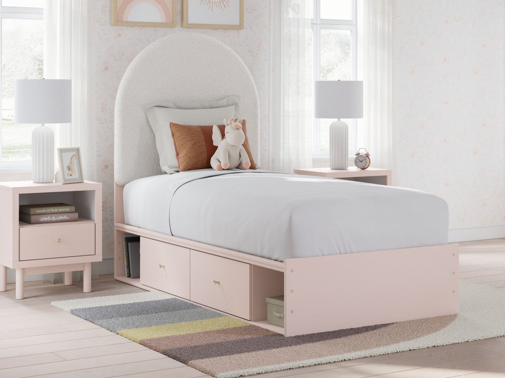 Wistenpine - Twin Upholstered Panel Bed With Side Storage - Blush by Ashley Furniture product image