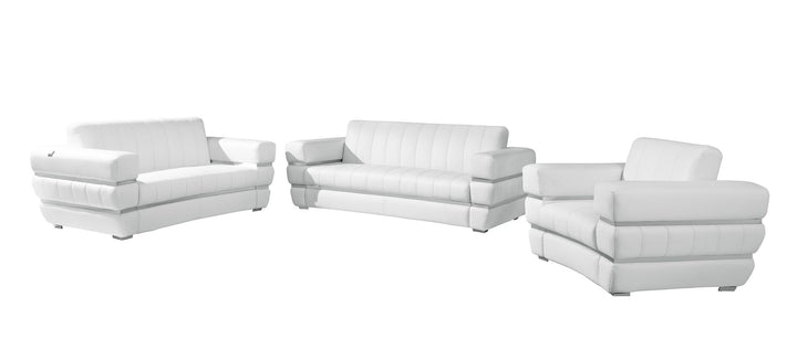 DivanItalia 904 3-Piece Sofa Set in Top-Grain Italian Leather - White