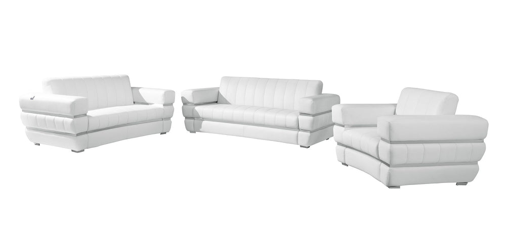 DivanItalia 904 3-Piece Sofa Set in Top-Grain Italian Leather - White