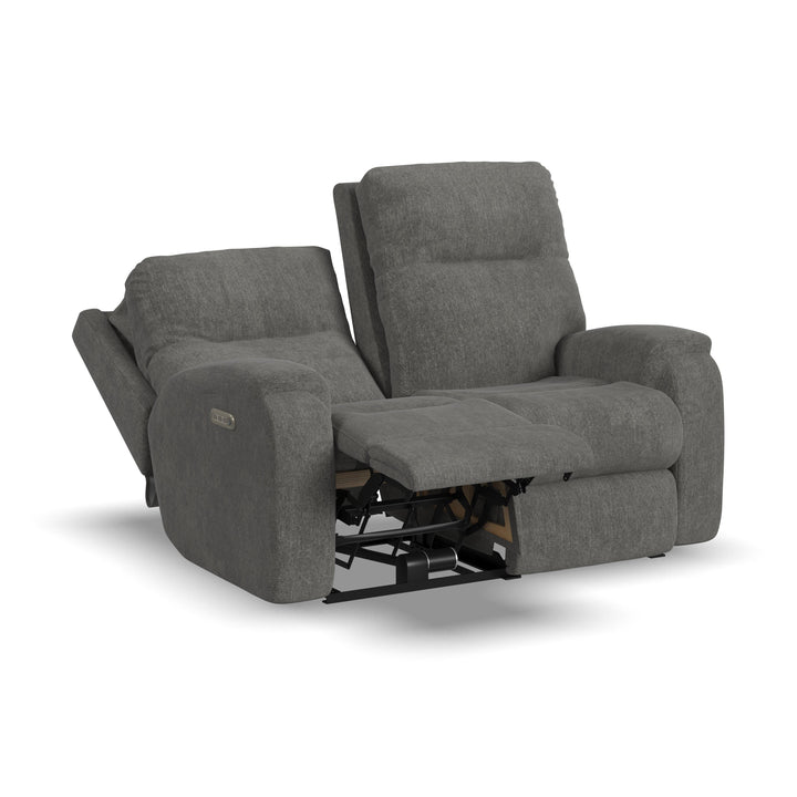 Penn Power Reclining Loveseat With Power Headrests &amp; Lumbar Dark Gray