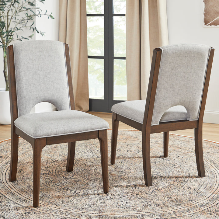 Flexsteel W1013-840 Athens  Upholstered Dining Chair (Set of 2)  Light Gray / Chocolate Brown