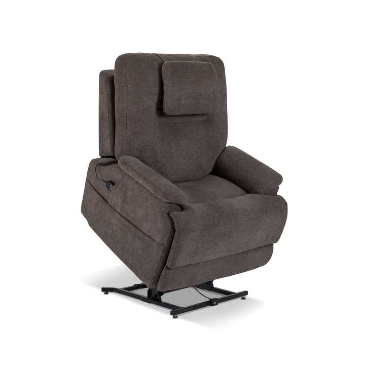Zecliner Model 2+ Fabric Power Lift Sleep Recliner with Power Headrest, Lumbar, Heat &amp; Massage in Umber